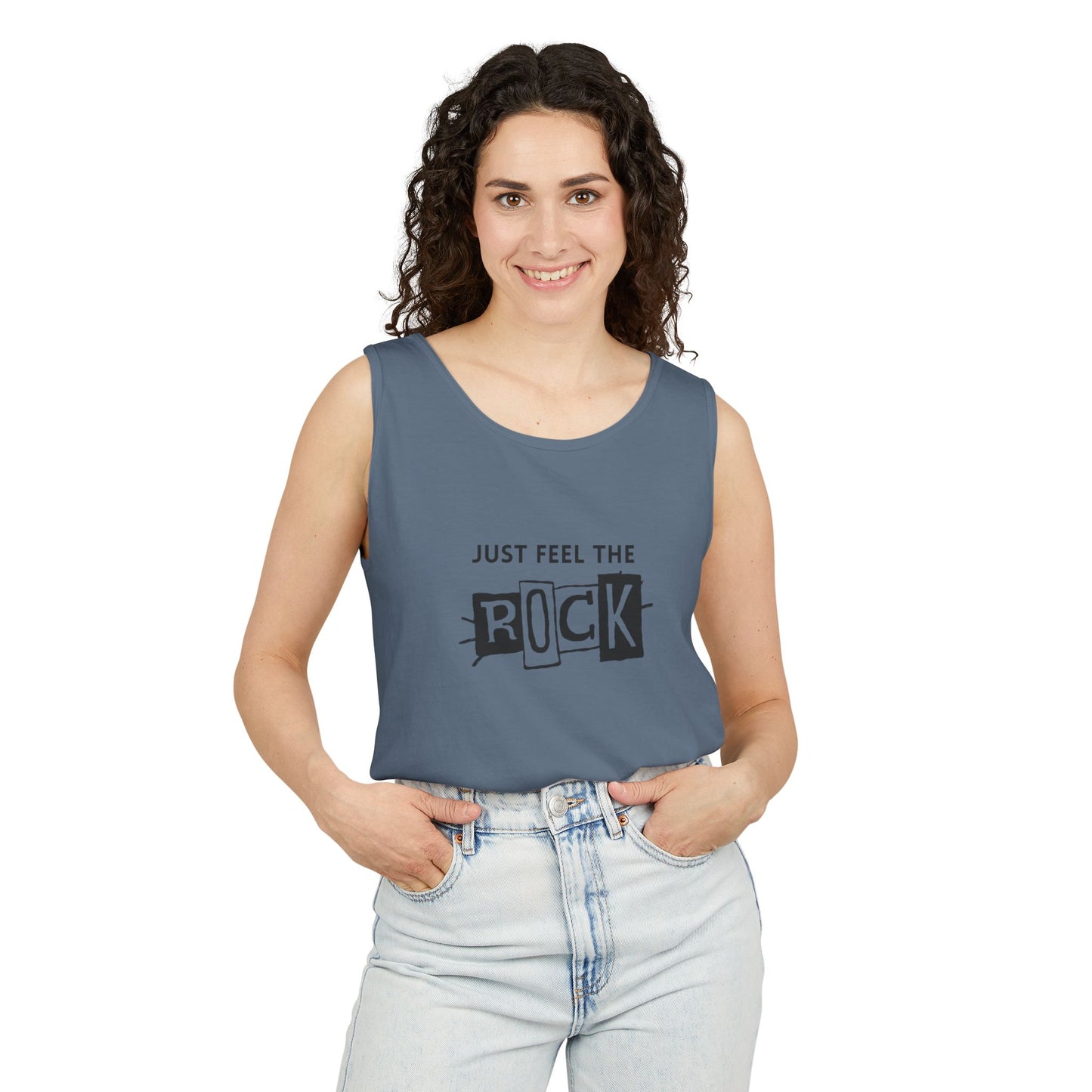 Just Feel the Rock Unisex Tank Top - Cool Graphic Tee, Casual Summer Wear, Music Festival Outfit, Gift for Him & Her, Beach Essential