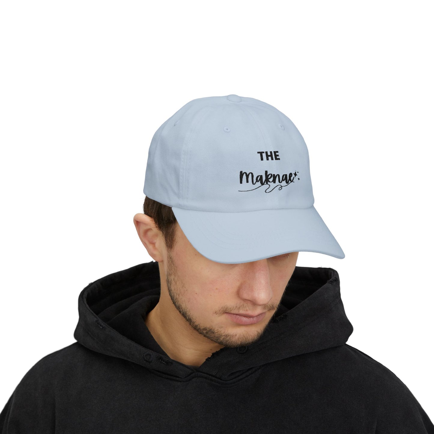 Stylish Dad Cap with 'The Maknae' Text | Trendy White Baseball Hat for Casual Wear, Gift for Dads, Summer Accessory, Unisex Cap