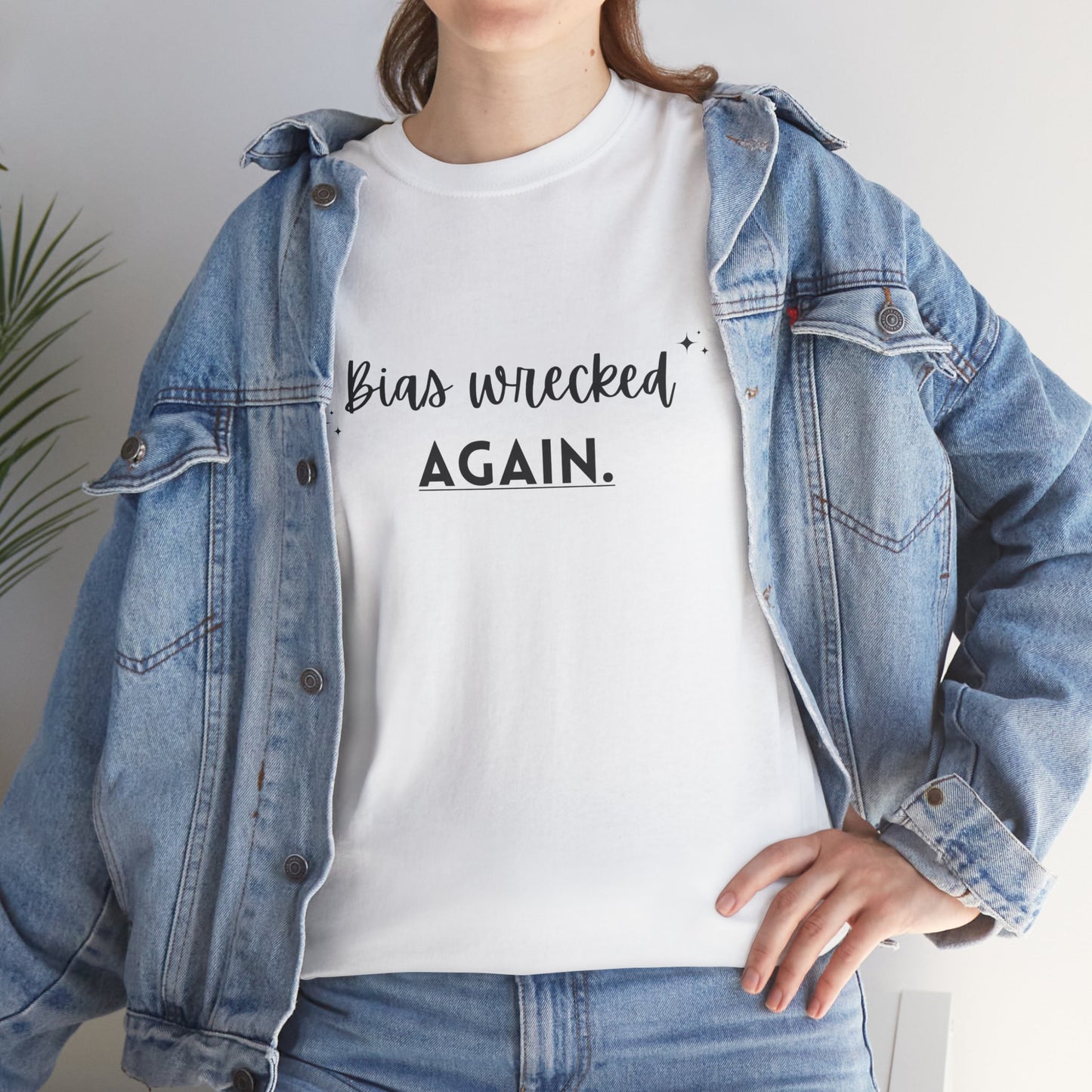 Unisex Heavy Cotton Tee - Bias Wrecked Again, Funny T-Shirt, Gift for Friends, Quirky Casual Wear, Lighthearted Humor Tee