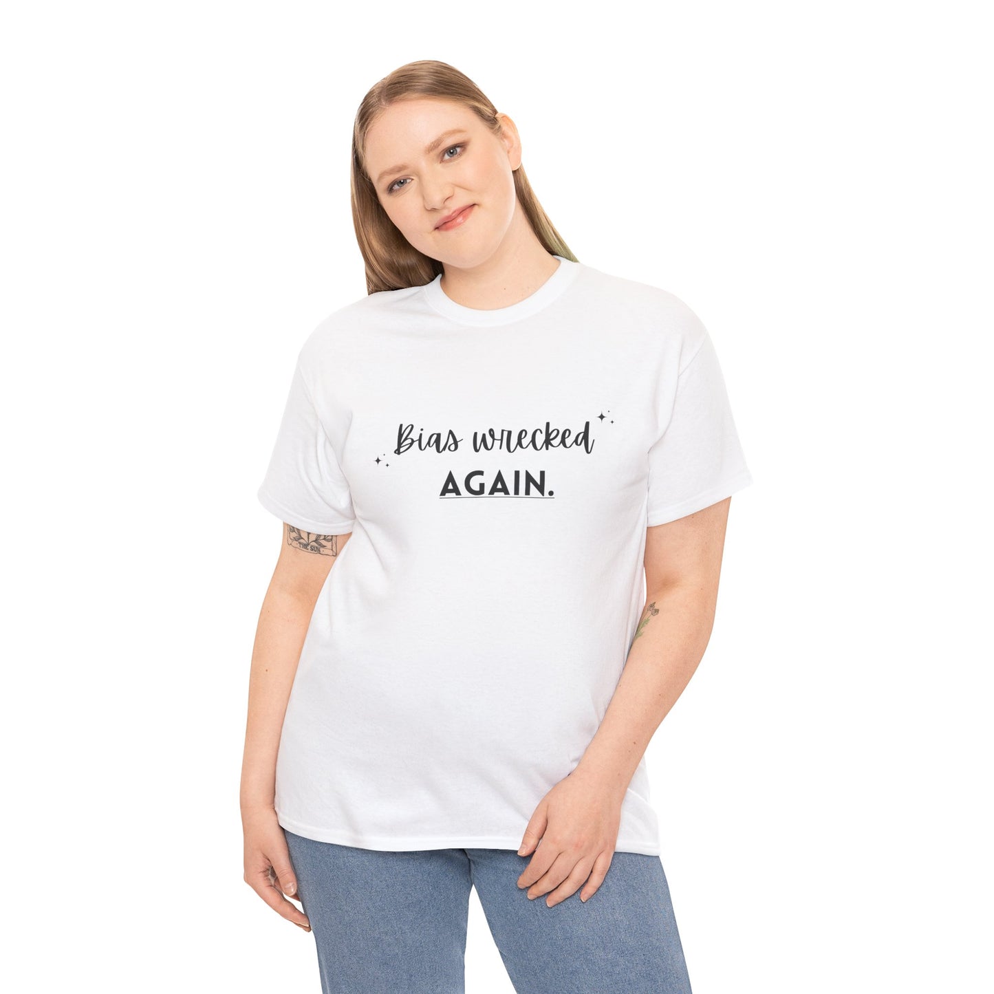 Unisex Heavy Cotton Tee - Bias Wrecked Again, Funny T-Shirt, Gift for Friends, Quirky Casual Wear, Lighthearted Humor Tee