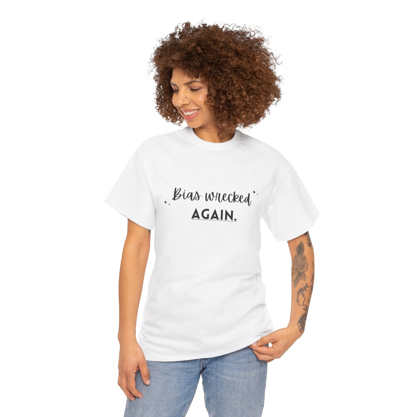 Unisex Heavy Cotton Tee - Bias Wrecked Again, Funny T-Shirt, Gift for Friends, Quirky Casual Wear, Lighthearted Humor Tee