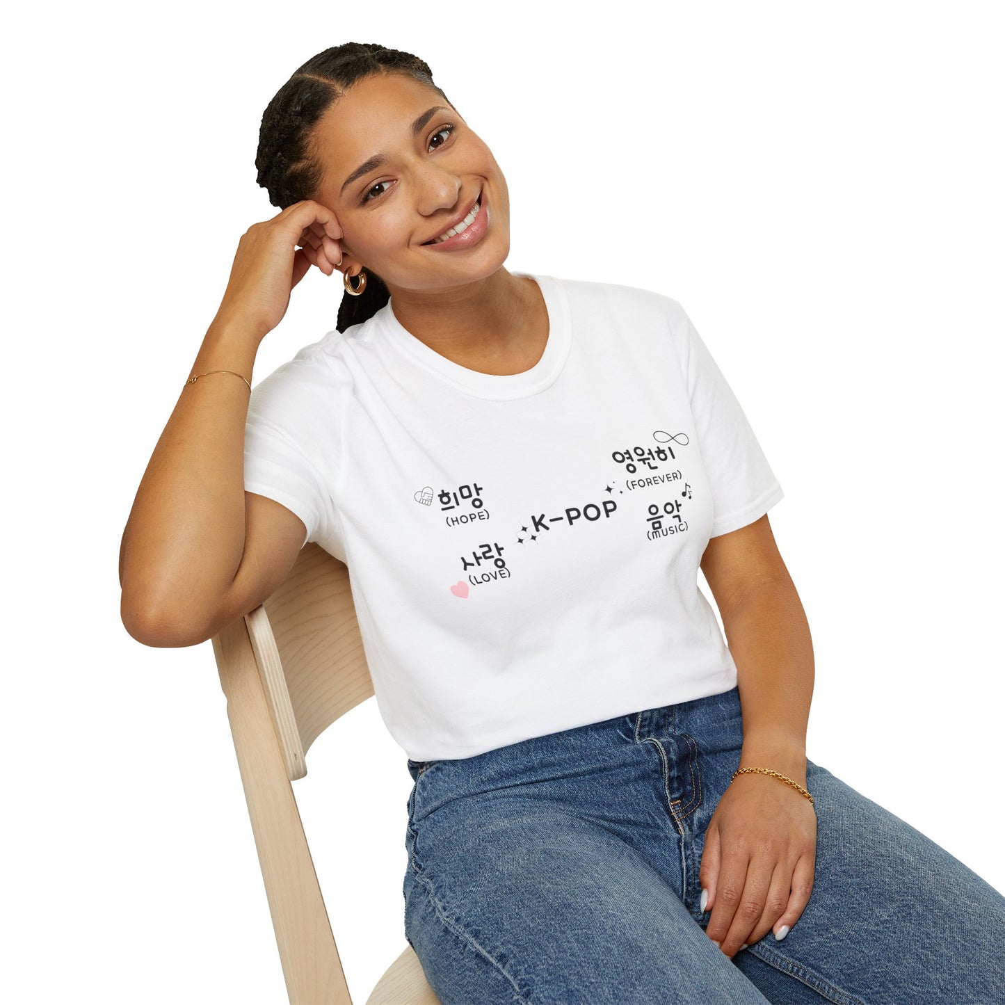 K-Pop Hangul Unisex T-Shirt | Softstyle Tee for Music Fans, Casual Wear, Gift for Concerts, Korean Pop Culture