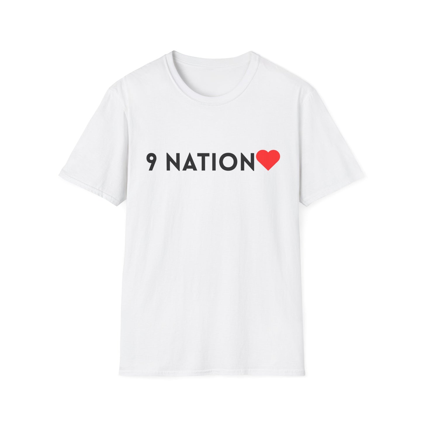 Unisex Softstyle T-Shirt, Casual Everyday Tee, Graphic Tee for Friends, Summer T-Shirt, Unique Gift for Music Lovers, 9 Nation Heart Shirt