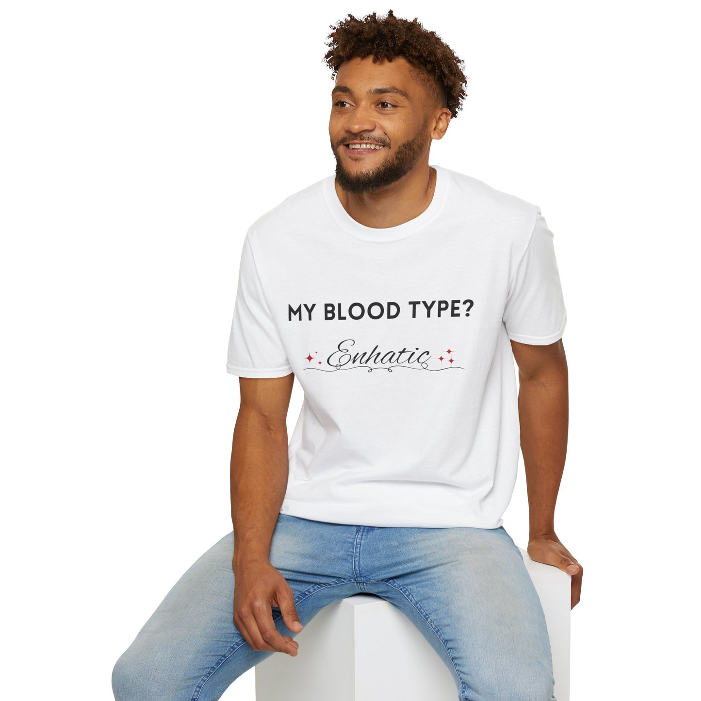 Unisex Softstyle T-Shirt with 'My Blood Type?' Design, Casual Gift, Fun Apparel, Birthday, Everyday Wear, Unique Statement Tee