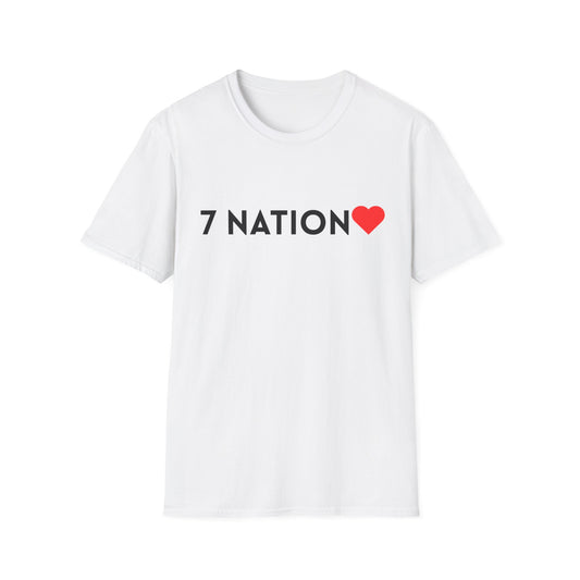 Unisex Softstyle T-Shirt, Casual Everyday Tee, Graphic Tee for Friends, Summer T-Shirt, Unique Gift for Music Lovers, 7 Nation Heart Shirt