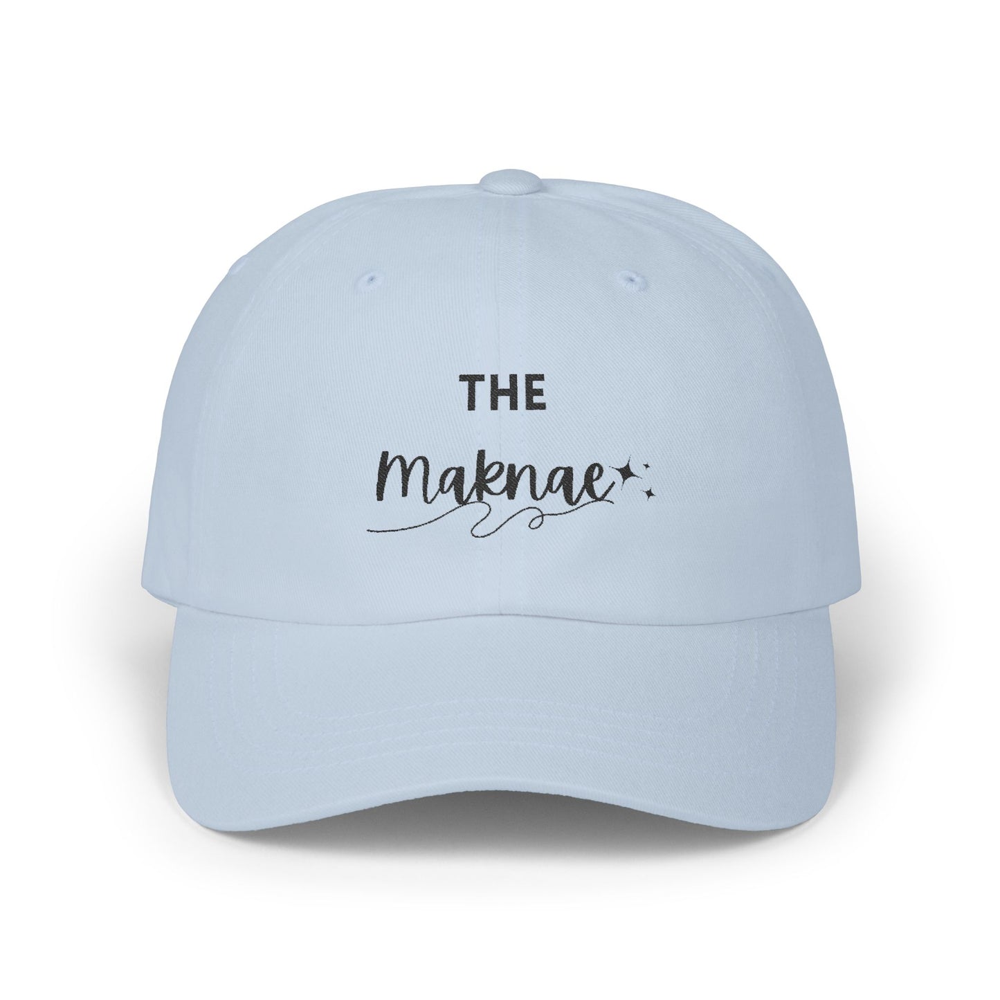 Stylish Dad Cap with 'The Maknae' Text | Trendy White Baseball Hat for Casual Wear, Gift for Dads, Summer Accessory, Unisex Cap