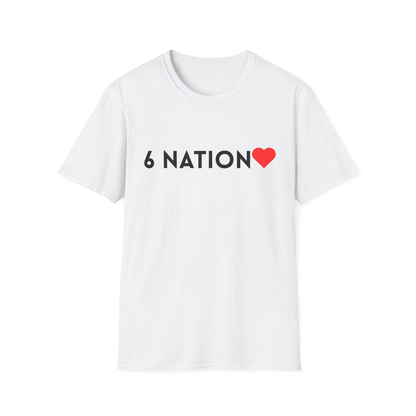 Unisex Softstyle T-Shirt, Casual Everyday Tee, Graphic Tee for Friends, Summer T-Shirt, Unique Gift for Music Lovers, 6 Nation Heart Shirt