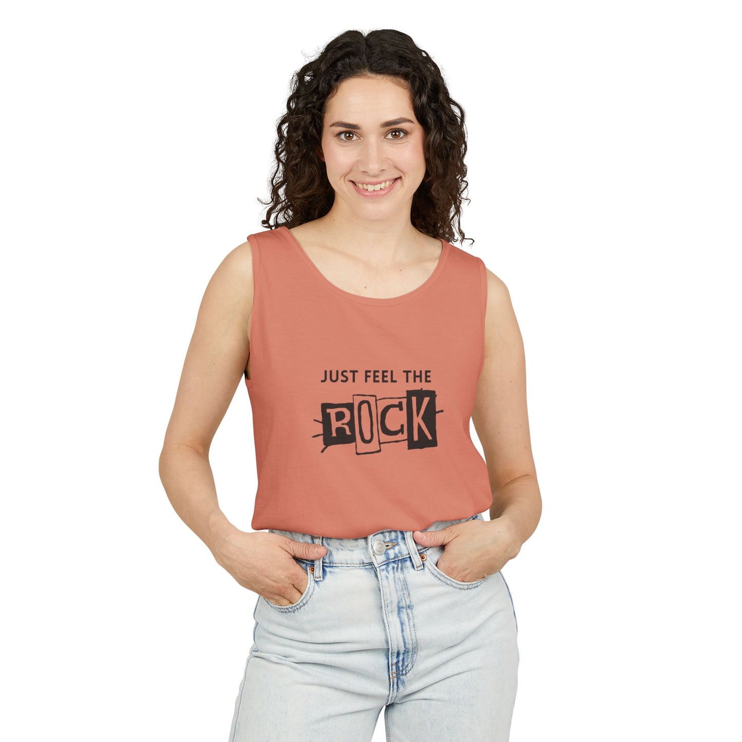 Just Feel the Rock Unisex Tank Top - Cool Graphic Tee, Casual Summer Wear, Music Festival Outfit, Gift for Him & Her, Beach Essential