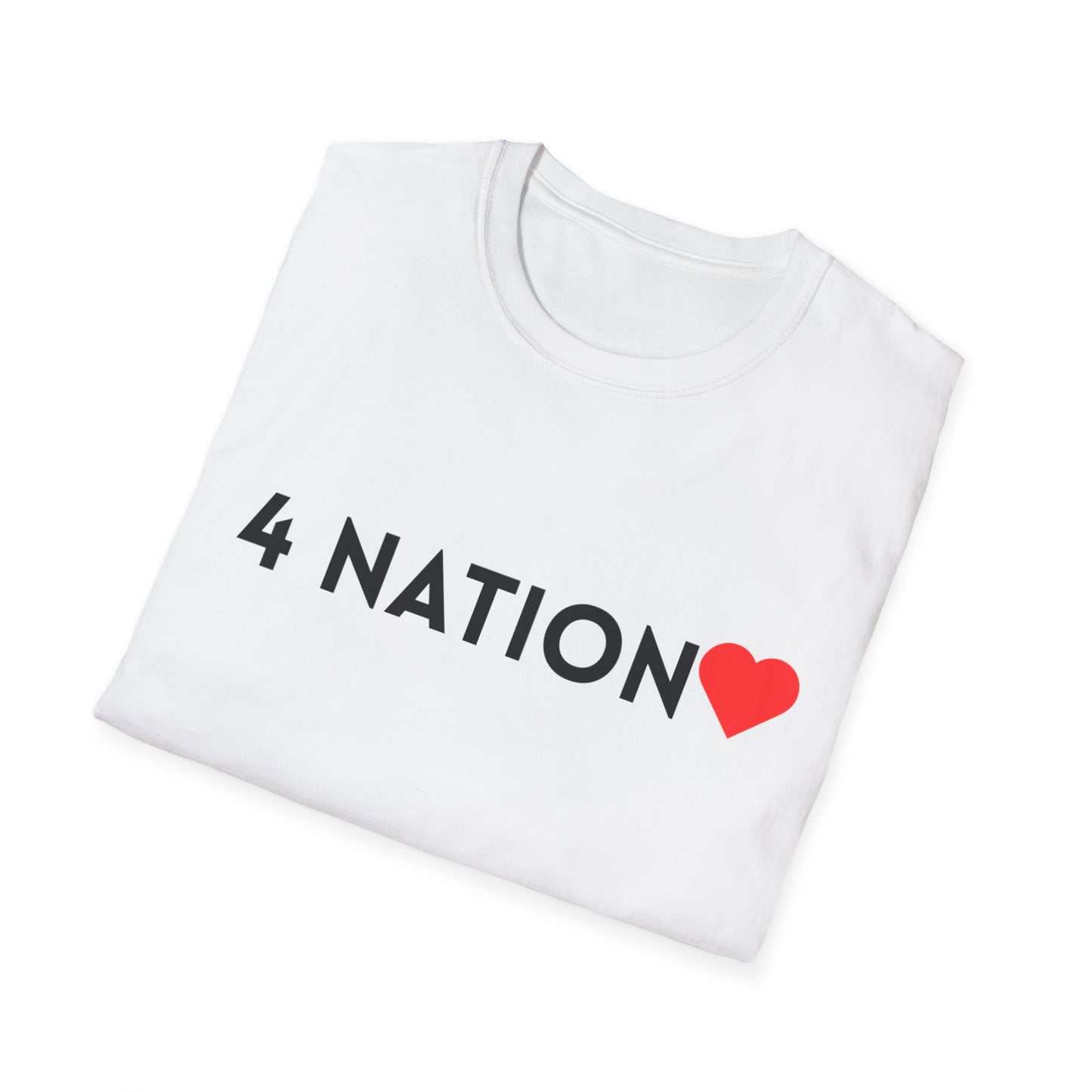 Unisex Softstyle T-Shirt, Casual Everyday Tee, Graphic Tee for Friends, Summer T-Shirt, Unique Gift for Music Lovers, 4 Nation Heart Shirt