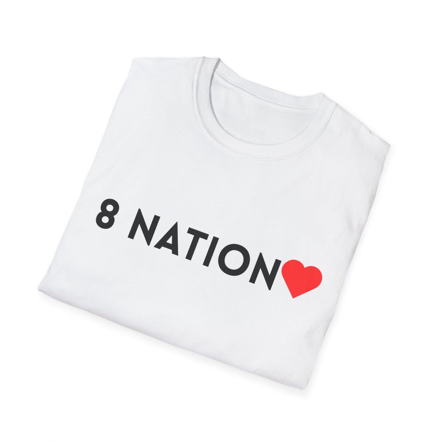 Unisex Softstyle T-Shirt, Casual Everyday Tee, Graphic Tee for Friends, Summer T-Shirt, Unique Gift for Music Lovers, 8 Nation Heart Shirt