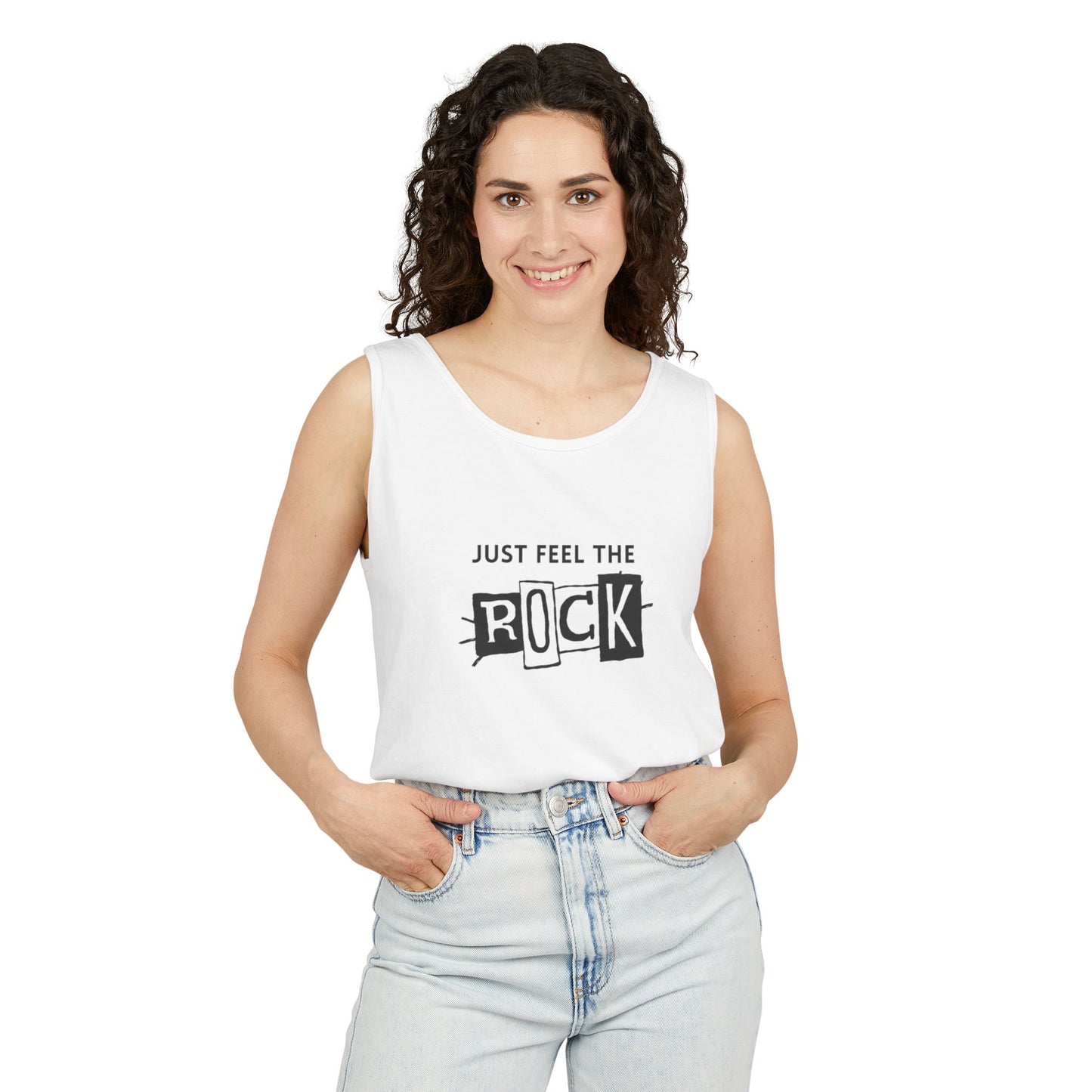 Just Feel the Rock Unisex Tank Top - Cool Graphic Tee, Casual Summer Wear, Music Festival Outfit, Gift for Him & Her, Beach Essential