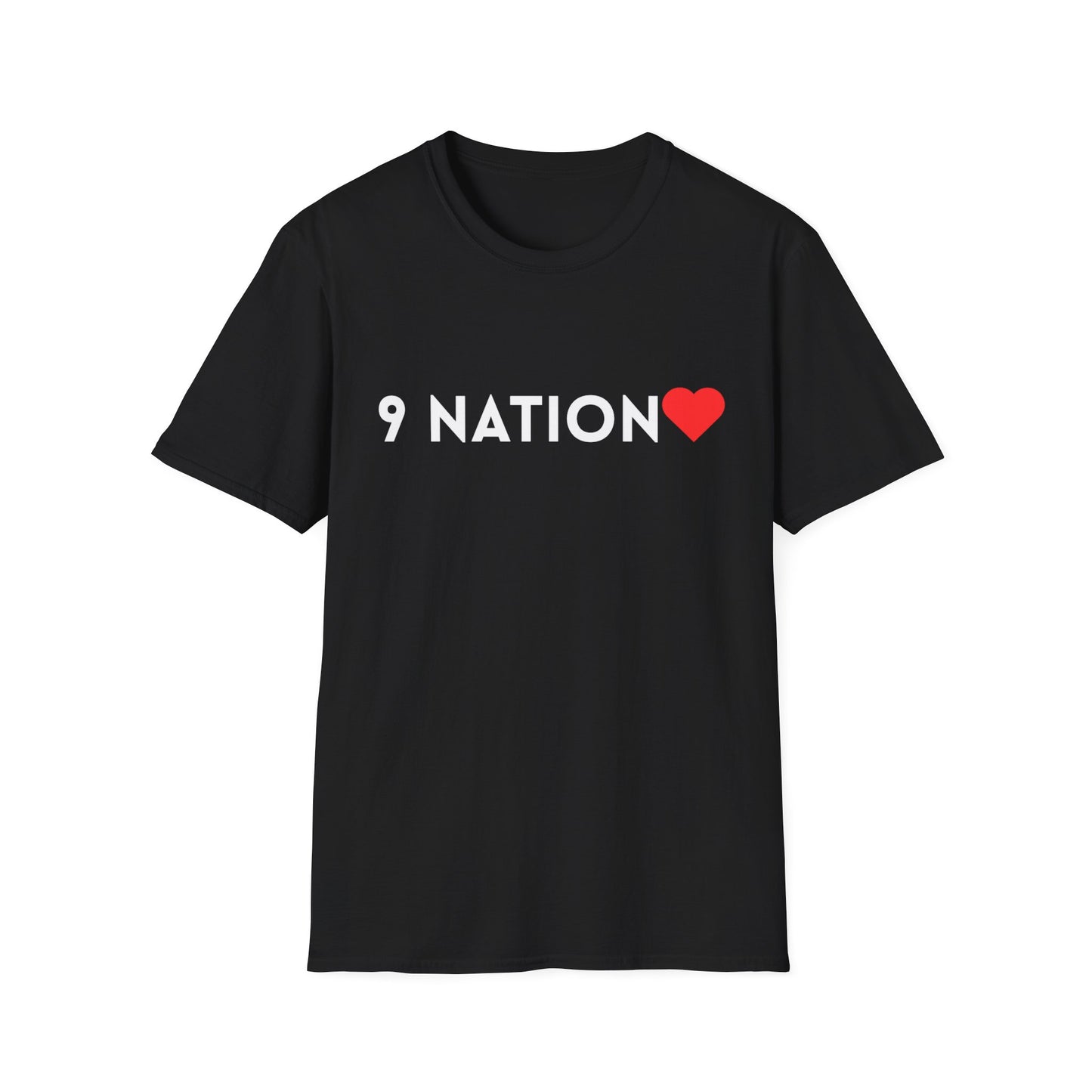 Unisex Softstyle T-Shirt, Casual Everyday Tee, Graphic Tee for Friends, Summer T-Shirt, Unique Gift for Music Lovers, 9 Nation Heart Shirt