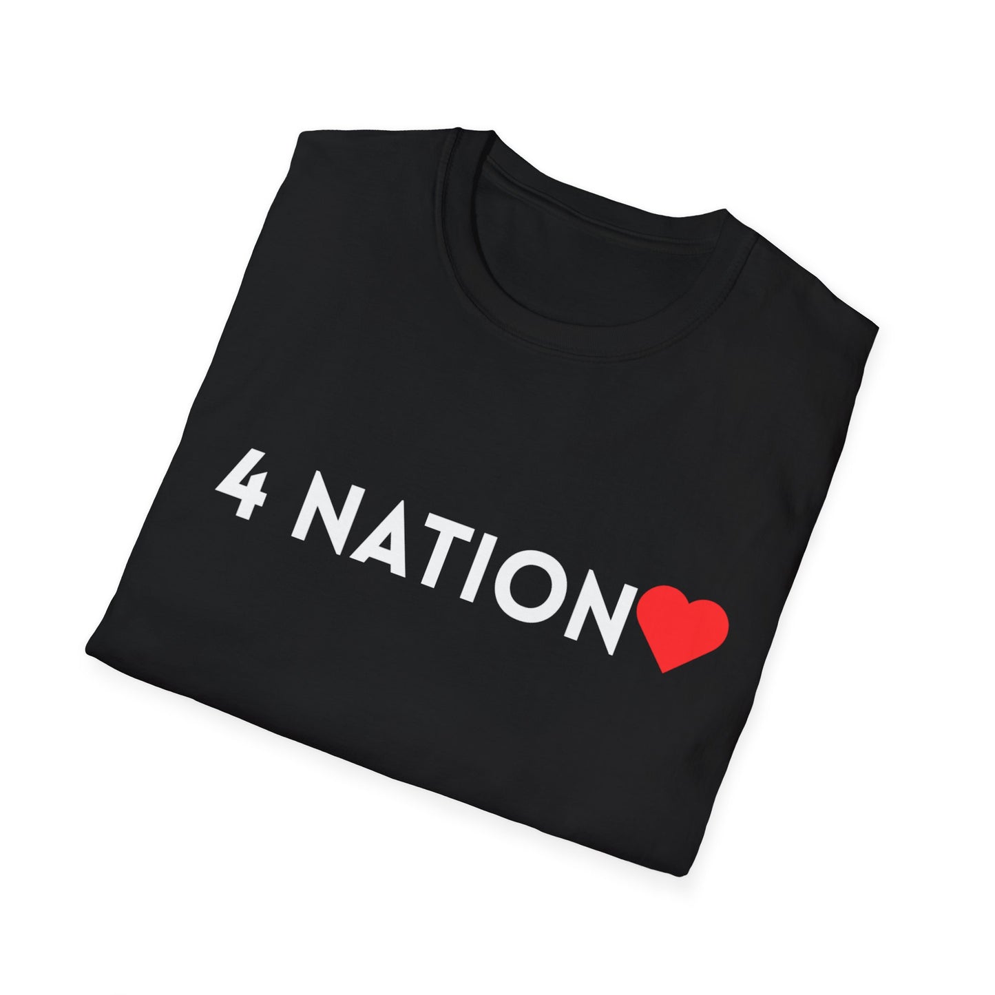 Unisex Softstyle T-Shirt, Casual Everyday Tee, Graphic Tee for Friends, Summer T-Shirt, Unique Gift for Music Lovers, 4 Nation Heart Shirt