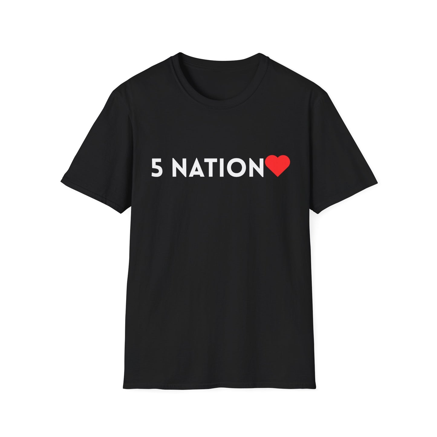 Unisex Softstyle T-Shirt, Casual Everyday Tee, Graphic Tee for Friends, Summer T-Shirt, Unique Gift for Music Lovers, 5 Nation Heart Shirt