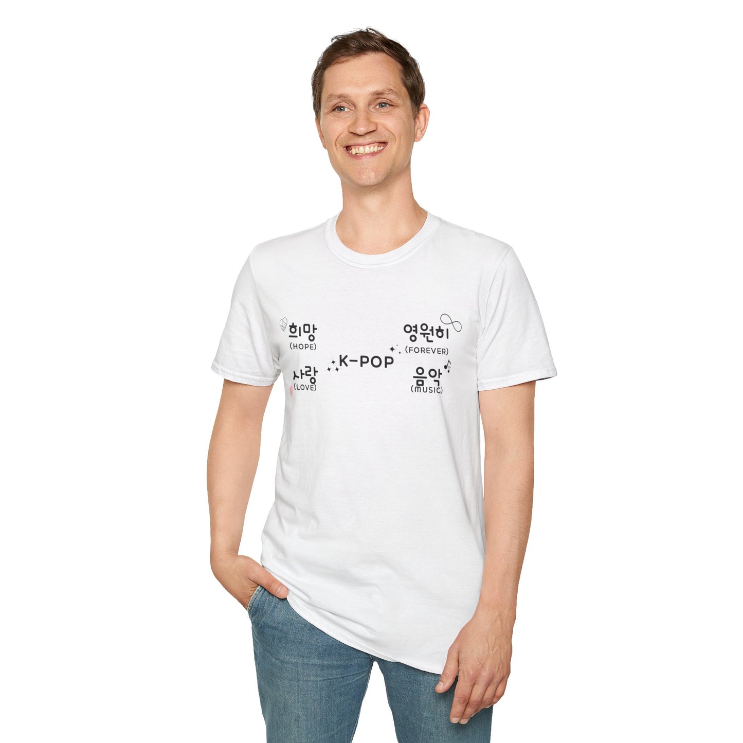 K-Pop Hangul Unisex T-Shirt | Softstyle Tee for Music Fans, Casual Wear, Gift for Concerts, Korean Pop Culture