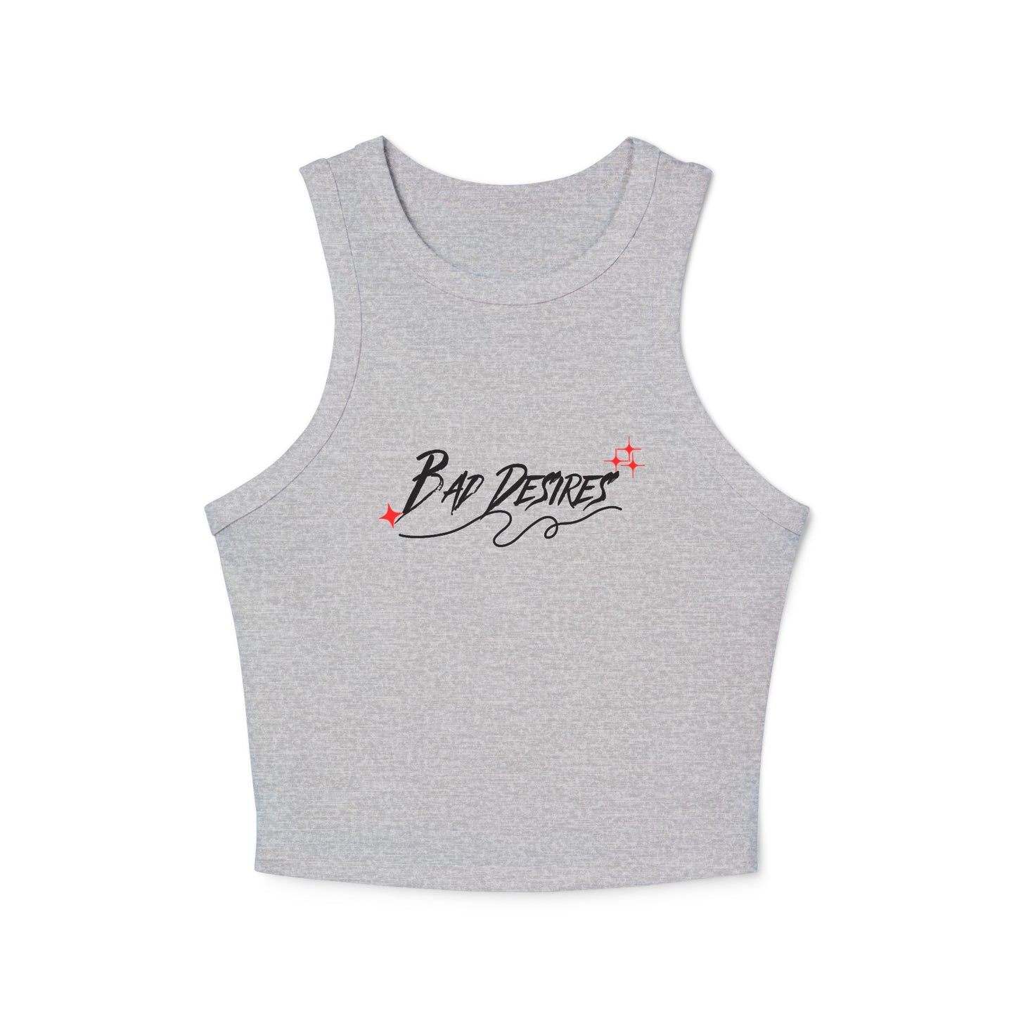 Chic Women's Racer Tank Top - Bad Desires Graphic Tee, Summer Essential, Casual Wear, Gifts for Her, Workout Top