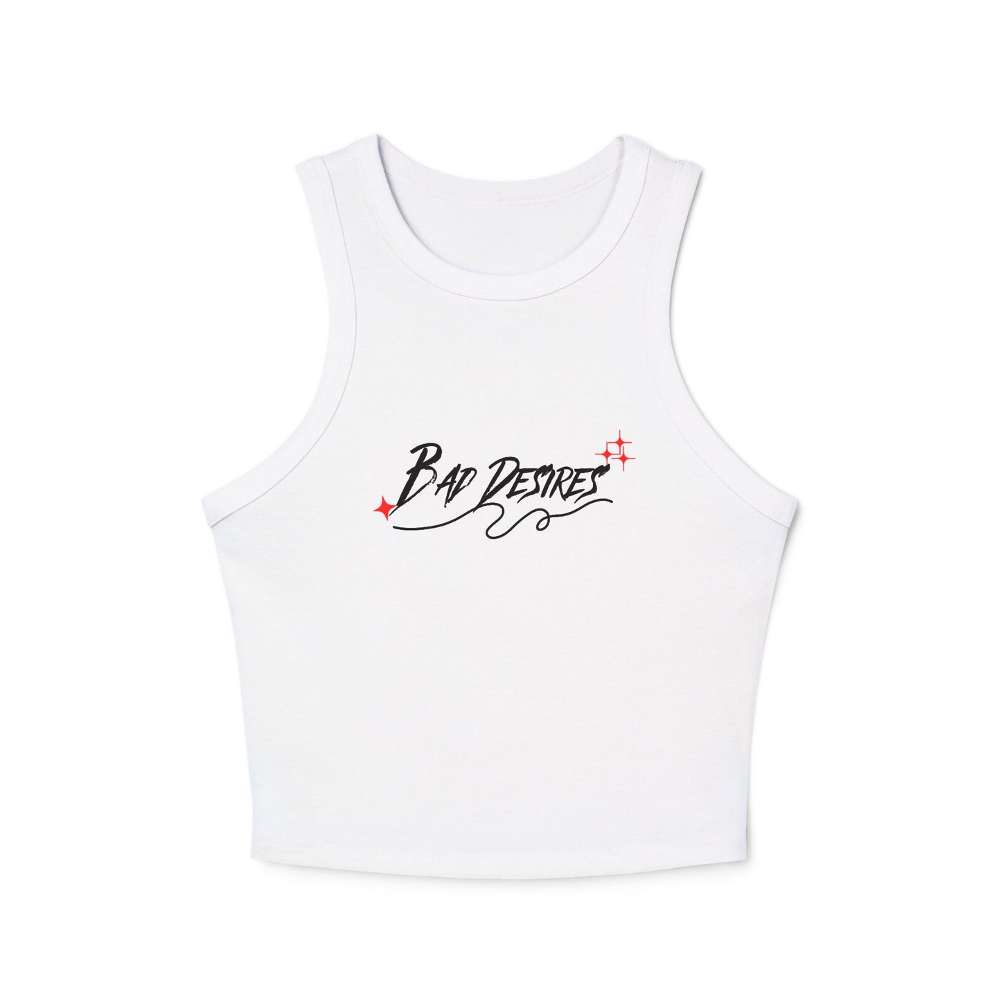 Chic Women's Racer Tank Top - Bad Desires Graphic Tee, Summer Essential, Casual Wear, Gifts for Her, Workout Top