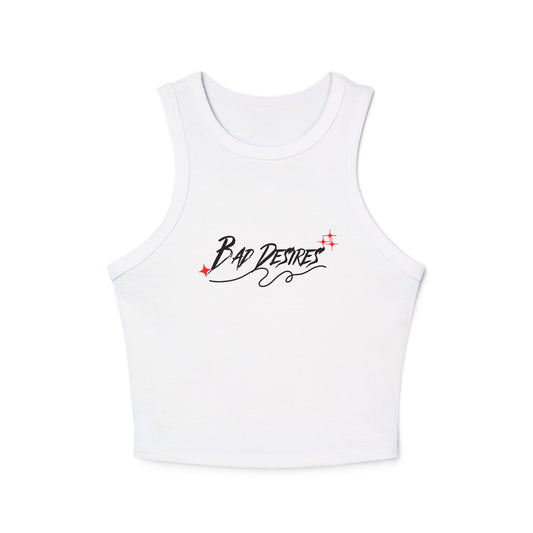 Chic Women's Racer Tank Top - Bad Desires Graphic Tee, Summer Essential, Casual Wear, Gifts for Her, Workout Top