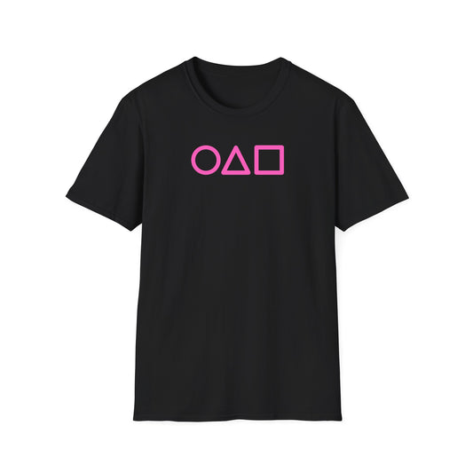 Chic Minimalist Graphic Tee, Unisex Softstyle T-Shirt with Shapes, Casual Comfort Wear, Gift for Her, Him, Trendy Fashion, Everyday Style